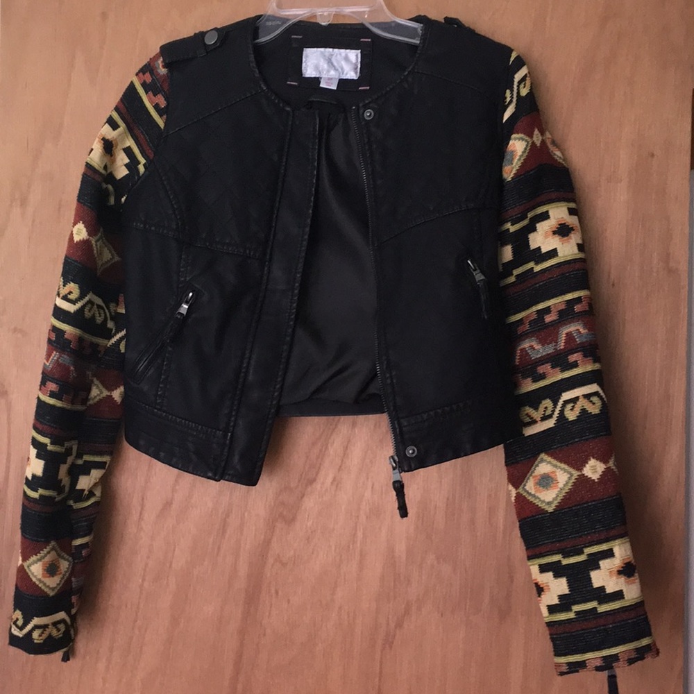 Black leather statement jacket